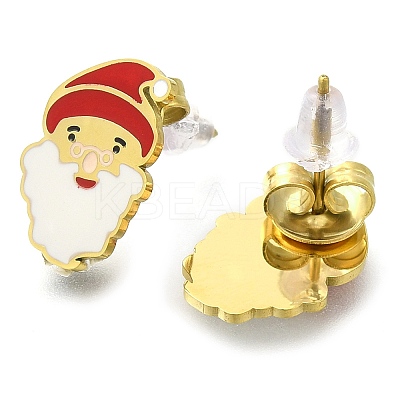 Ion Plating(IP) 304 Stainless Steel Enamel Stud Earrings EJEW-I316-04G-03-1