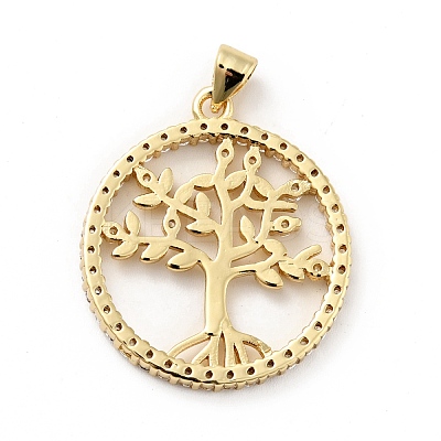 Rack Plating Brass Micro Pave Cubic Zirconia Pendants ZIRC-F129-39G-1
