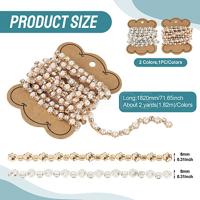 2Pcs 2 Colors Flower Iron Rhinestone Cup Chains FIND-TA0008-01-1