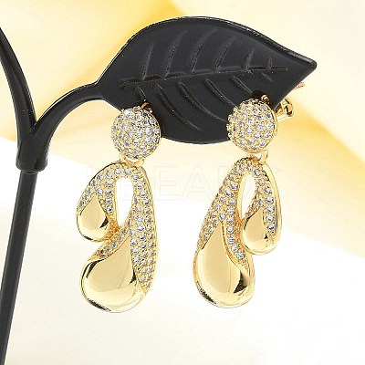 Rack Plating Brass Micro Pave Clear Cubic Zirconia Stud Earrings for Women EJEW-C125-21D-G-1