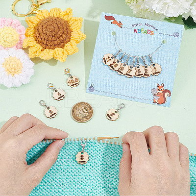 12Pcs 12 Style Flower with Number Pendant Locking Stitch Markers HJEW-AB00641-1