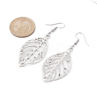 Alloy Leaf Dangle Earrings with 304 Stainless Steel Pins EJEW-JE05510-01-1