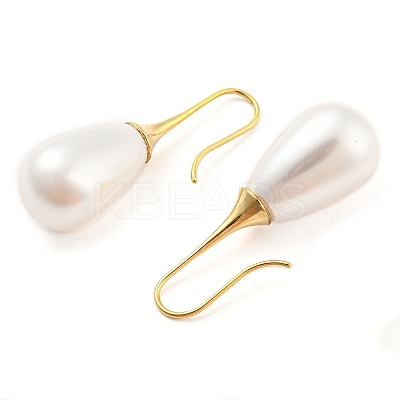 Plastic Pearl Teardrop Dangle Earrings EJEW-C067-23D-G-1