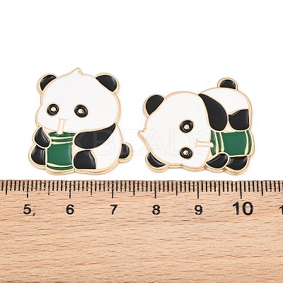 Panda with Bamboo Alloy Enamel Cabochons AL-CBA1A6F-06KCG-D-1