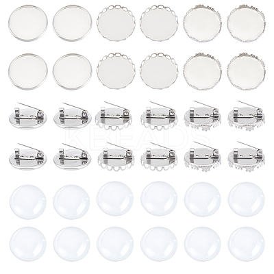 DIY Blank Dome 304 Stainless Steel Brooch Making Kit DIY-UN0056-17-1