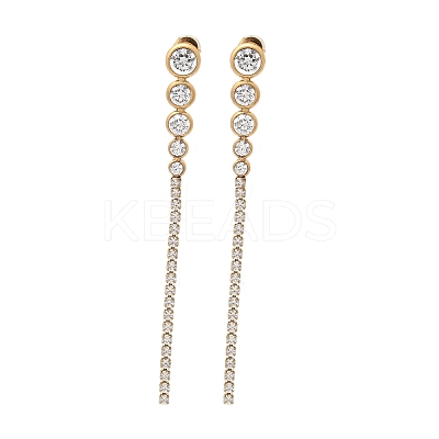 Stainless Steel Clear Cubic Zirconia Tassel Stud Earrings EJEW-D303-04G-1