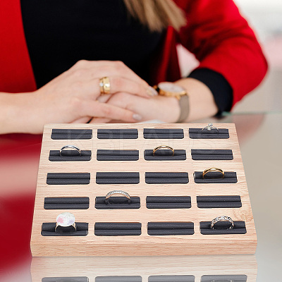 20-Slot Wood Ring Display Tray Stands RDIS-WH0033-24-1