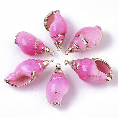 Spray Paint & Electroplate Spiral Shell Pendants X-SHEL-N026-11-1
