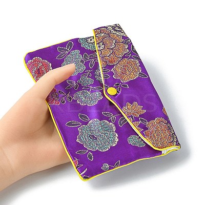 Rectangle Floral Embroidery Cloth Zipper Pouches ABAG-YW0001-03D-1