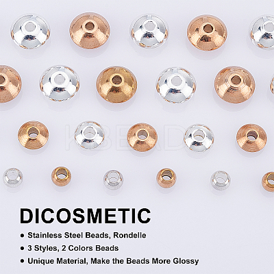 36Pcs 3 Style Ion Plating(IP) 202 Stainless Steel Beads STAS-DC0004-12-1