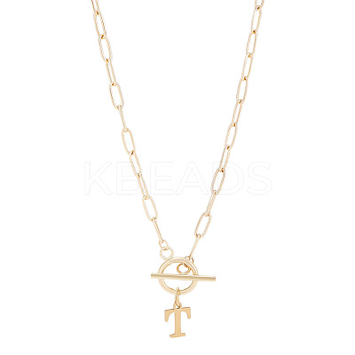 304 Stainless Steel Letter Pendant Necklaces NJEW-LP0001-52T-G-1