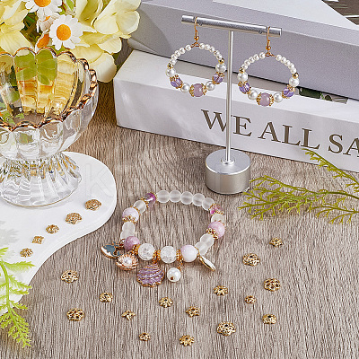100Pcs 10 Styles Rack Plating Alloy Flower Bead Caps KK-SC0005-80-1