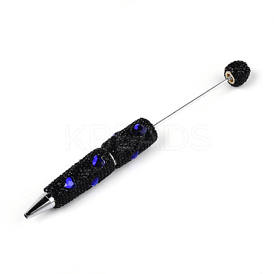 Heart Resin & Polymer Clay Pave Rhinestone Ball-Point Pen AJEW-T013-03M-1