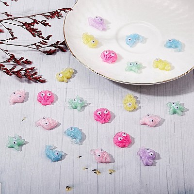 22Pcs 6 Style Oceanic Animal Resin Cabochons CRES-SZ0001-23-1