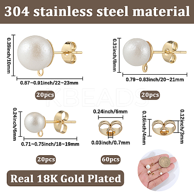 304 Stainless Steel Stud Earring Findings EJEW-SP0001-17B-1