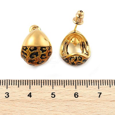 Leopard Print Brass Enamel Stud Earrings for Women EJEW-U055-12B-G-1