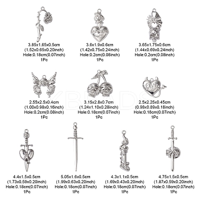 10Pcs 10 Style Halloween Theme Rack Plating Alloy Pendants FIND-YW0003-84-1