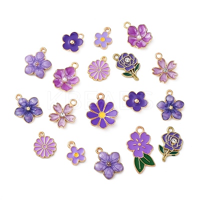 20Pcs 10 Styles Flower Alloy Enamel Pendants ENAM-FP0002-13-1