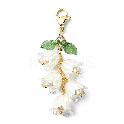 Flower ABS Plastic Imitation Pearl Pendant Decorations HJEW-TA00111-1