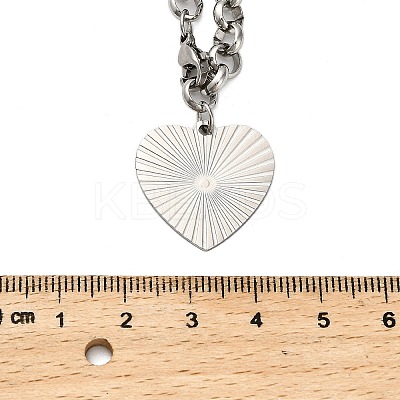 304 Stainless Steel Heart Pendant Rolo Chain Necklaces for Women LS-NJEW-Q028-06P-1