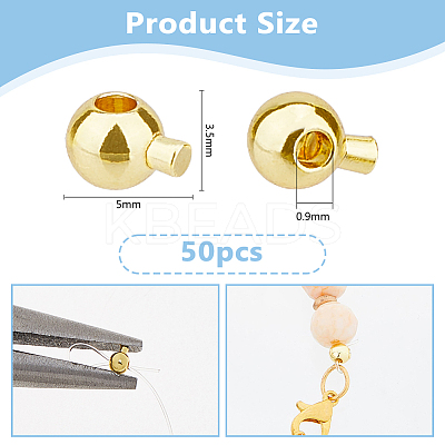 50Pcs Brass Crimp Beads KK-DC0004-57G-1