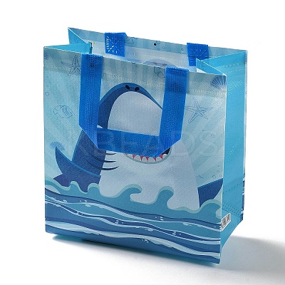 Cartoon Printed Shark Non-Woven Reusable Folding Gift Bags with Handle LS-ABAG-F009-D02-1