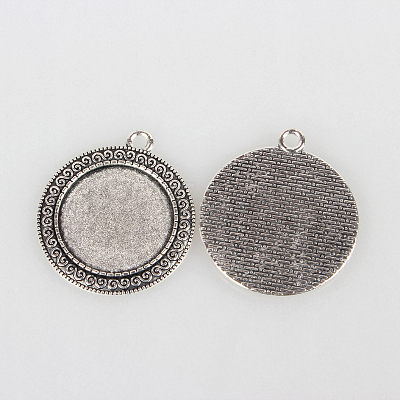 Tibetan Style Alloy Pendant Cabochon Settings TIBEP-N003-52AS-1