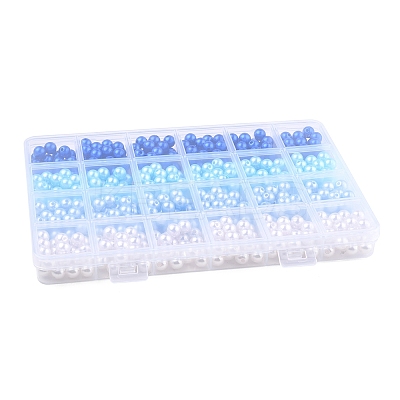 100Pcs 4 Colors Spray Painted ABS Plastic Imitation Pearl Beads OACR-FS0002-09B-1