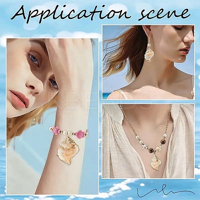 5Pcs Natural Sea Shell Big Pendants with Golden Brass Edge BSHE-YW0001-16-1
