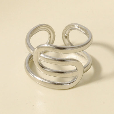 Geometric Irregular 304 Stainless Steel Cuff Open Rings for Women MC3709-1-1