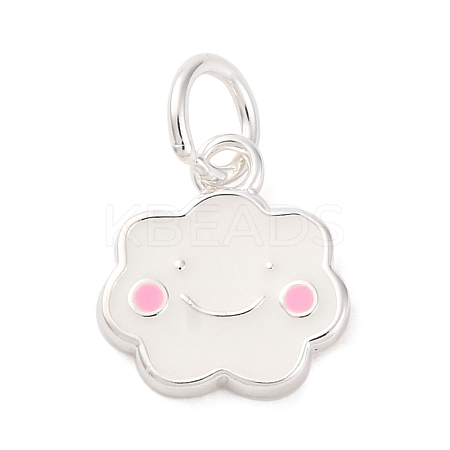 925 Sterling Silver White and Pink Enamel Smiling Face Cloud Charms STER-D303-03S-1