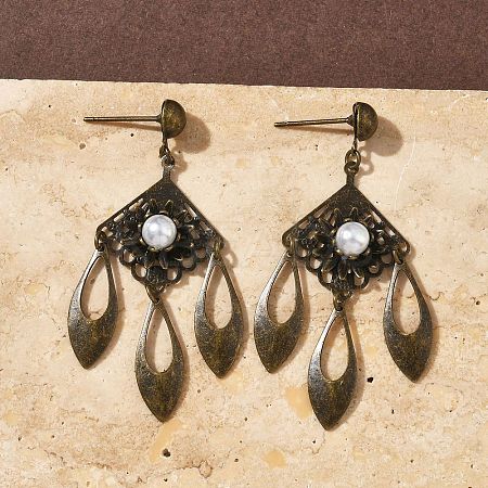 Electroplated Brass Chandelier Earrings EJEW-Z129-17AB-1