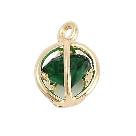 Rack Plating Brass with Cubic Zirconia Pendants KK-Q018-08G-1