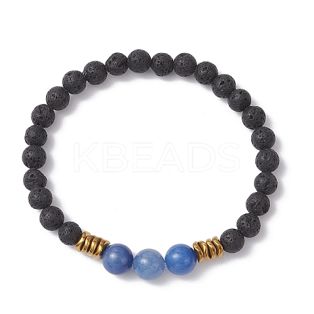 Natural & Synthetic Gemstone Round Beaded Stretch Bracelets for Men Women BJEW-JB12263-02-1