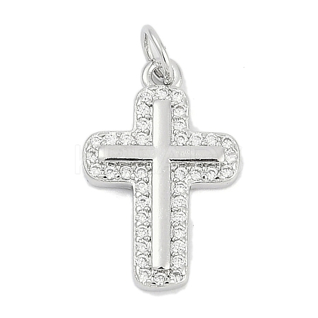 Brass Micro Pave Clear Cubic Zirconia Pendants KK-G522-51P-03-1