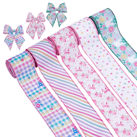 5 Rolls 5 Styles Polyester Ribbon OCOR-PH0006-93-1