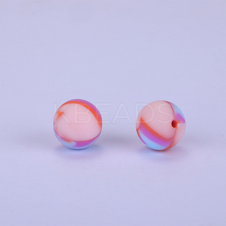 Printed Round Silicone Focal Beads SI-JX0056A-74-1