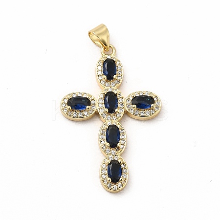 Rack Plating Brass Cubic Zirconia Pendants KK-G456-25G-05-1