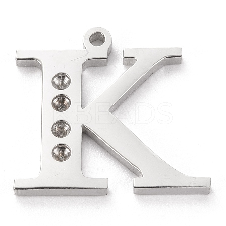 Tarnish Resistant 304 Stainless Steel Letter Pendant Rhinestone Settings LS-STAS-J028-01K-1