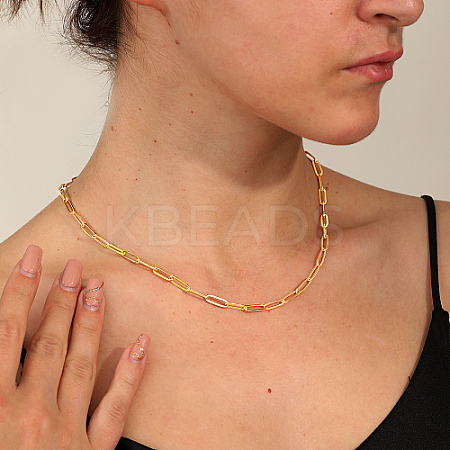 201 Stainless Steel Paperclip Chain Necklaces for Women KC1989-1