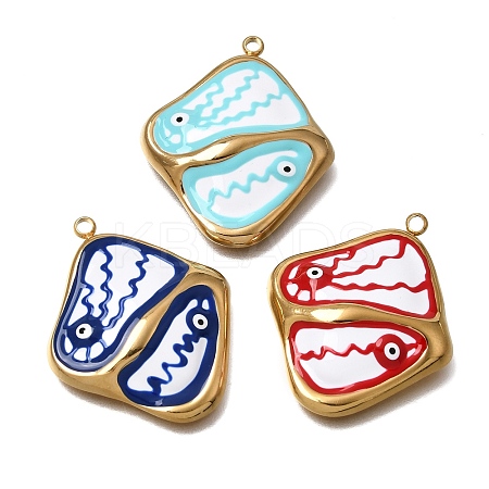 304 Stainless Steel Enamel Pendants SA-CBA27E8-07G-1