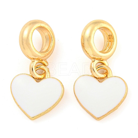 Rack Plating Alloy Enamel Heart European Dangle Charms FIND-B034-21G-06-1