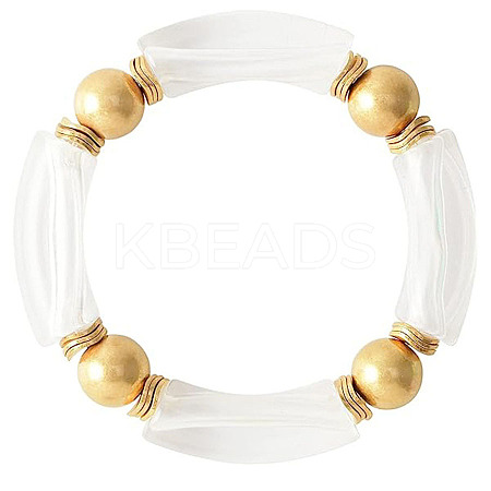 Fashionable Women's Chunky Curved Acrylic Tube Beads Stretch Bracelets AP8792-1-1