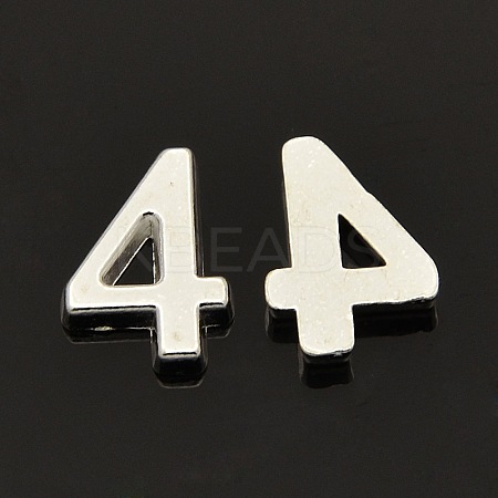 Rack Plated Zinc Alloy Number Charms PALLOY-A062-4S-NR-1
