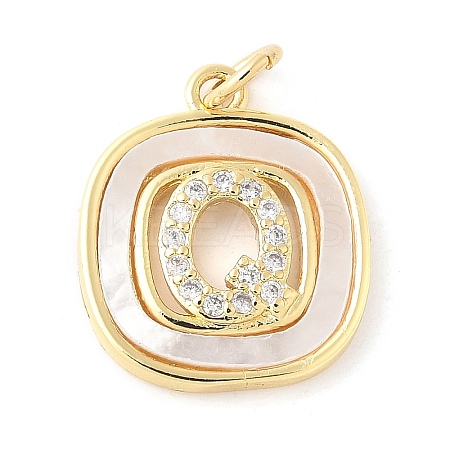 Rack Plating Brass Micro Pave Clear Cubic Zirconia Pendants KK-E102-33G-Q-1