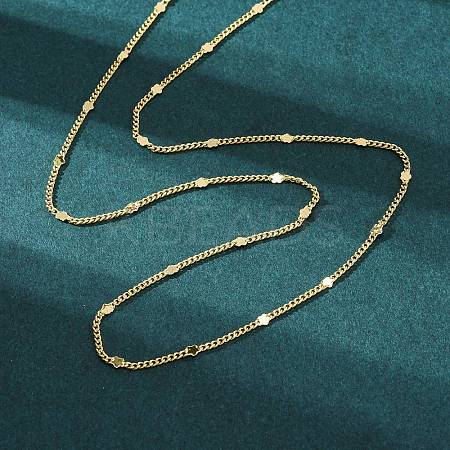 Brass Curb Chains with Star Necklace for Women NJEW-P265-11G-1