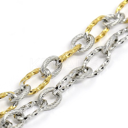 Fashionable 304 Stainless Steel Composite Figaro Cable Chains Bracelets STAS-A028-B095-1