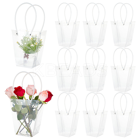 Valentine's Day Trapezoid PP Plastic Gift Bags ABAG-WH0040-10B-1