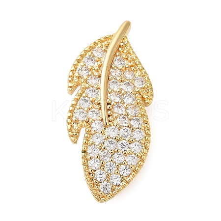 Brass Micro Pave Clear Cubic Zirconia Fold Over Clasps KK-G505-18G-1