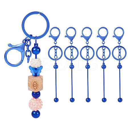 5Pcs Alloy and Brass Bar Beadable Keychain for Jewelry Making DIY Crafts DIY-SW0001-15A-1